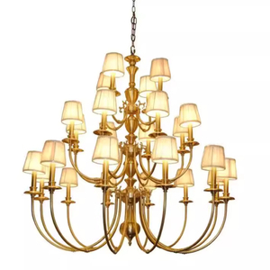 Three-story Living Room Pendant Lamp Candle <b>Lantern</b> Brass Ball Spacious Townhouse <b>Copper</b> Chandelier Lights Layers LC091 Chandeli - Product Image 4
