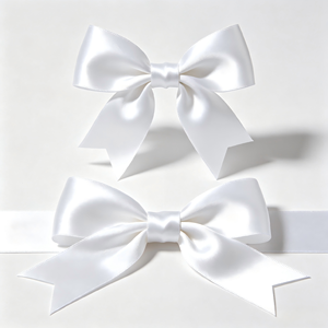 Élégant nœud en satin blanc uni, prêt à poser, pour bouquet de mariage minimaliste, coffret cadeau de fête prénuptiale, ornement floral - Product Image 3
