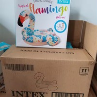 Pelampung Kolam Renang Tiup INTEX 57559 Anti-terguling, Alas Apung Flamingo Tropis, Mainan Air