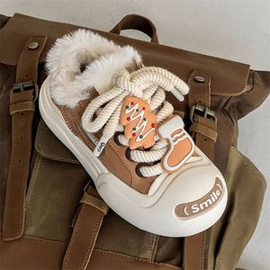รองเท้าผ้าใบพื้นหนาทรง Chunky หนังกลับ หัวกลม แบบผูกเชือก พื้นหนานุ่มบุขน เหมาะกับทุกฤดูกาล รองเท้าสำหรับทุกเพศ - Product Image 5