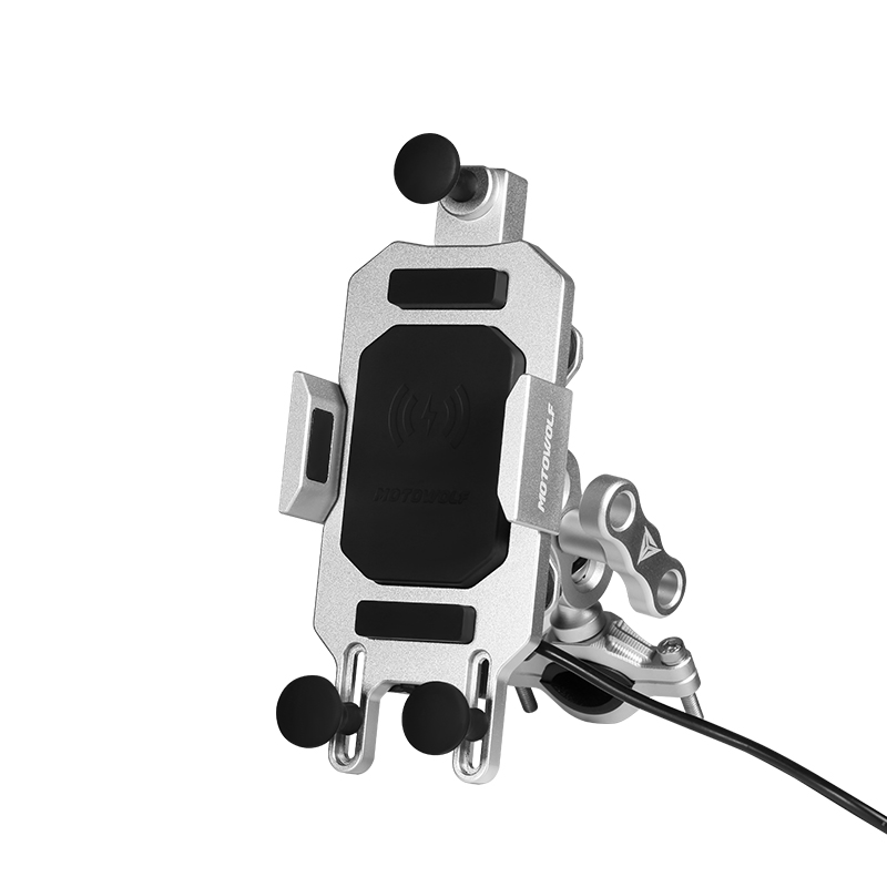 Motowolf Motorcycle aluminum alloy anti-shake and anti-shake wireless fast charging Motorbike mobile phone holder with charger
