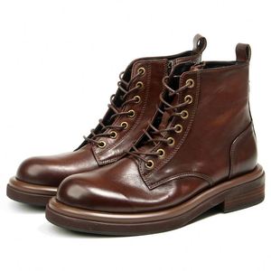 <b>Spring</b> Summer Autumn Winter Men's Leather <b>Boots</b> - Vintage Style - Soft and Breathable Casual Wear-Resistant - Trendy Ankle <b>Boots</b> - Product Image 3