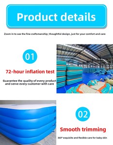 สระว่ายน้ำเป่าลม PVC ทรงสี่เหลี่ยม สำหรับใช้ในบ้านและนอกบ้าน แบบหนาพิเศษ สำหรับเด็ก ผู้ใหญ่ และเด็กเล็ก ขนาดใหญ่ พับเก็บได้ พร้อมปลั๊กไฟ - Product Image 6