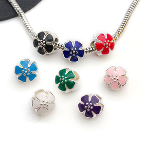 Perline con bordo incrociato bracciale Dora Big Hole fai da te accessori fiore antico argento pesca cuore - Product Image 2