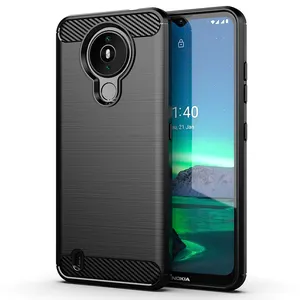 저렴한 가격 노키아 1.4 쉘 Shockproof 탄소 섬유 실리콘 전화 뒷면 커버 노키아 1.4 전화 케이스