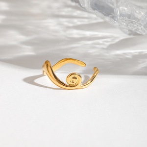 Spiral <b>Opening</b> <b>Ring</b> 18K Gold Stainless Steel Minimalist Design Unisex Jewelry Gift - Product Image 3