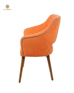 Fauteuil rembourré Jecelyn, chaise de salle à manger moderne en tissu avec pieds en bois massif pour restaurant, café, hôtel - Product Image 4