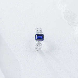 S925 Sterling <b>Silver</b> Women's Romantic <b>Emerald</b> Cut Lab Created Sapphire High-grade Wedding <b>Ring</b> - Product Image 1