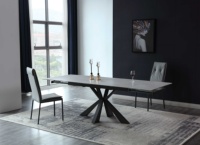Chaises de salle à manger modernes et confortables avec pieds en métal stabilisés et table à manger en tissu et plateau en ardoise, chaises de salle à manger en métal