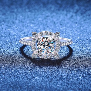 Commercio all'ingrosso 925 gioielli in argento Sterling Custom classico <span class=keywords><strong>1</strong></span> <span class=keywords><strong>carato</strong></span> Moissanite <span class=keywords><strong>diamante</strong></span> <span class=keywords><strong>anello</strong></span> di fidanzamento per le donne - Product Image 3