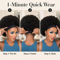 Perruque courte style afro européen et américain, boucles courtes et volumineuses, avec foulard, en fibre synthétique haute température, fabriquée à la machine – Meilleures ventes