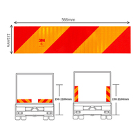 Placa Reflectante Trasera para Camión, Tamaños Personalizados, Adhesivo Rectangular Diagonal Rojo y Amarillo, Alta Visibilidad, PVC Imprimible y Desgarrable