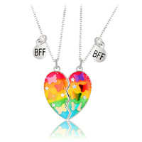 Collier Pendentif Magnétique Géométrique Lumineux Arc-en-ciel Effet Goutte d'Huile, Classique Anniversaire, en Alliage Plaqué Or Rose, Réglable