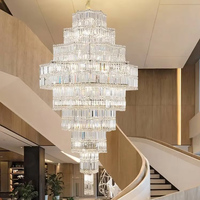 Lustre de villa en cristal de luxe haut de gamme, taille moyenne, pour hall, lampe principale, lampe de loft vide, lampe d'escalier moderne à LED