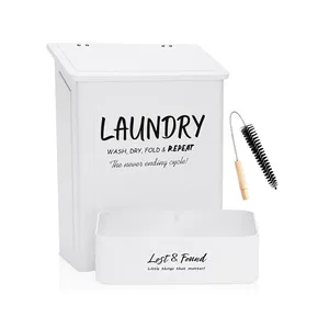 Metal Magnetic Lint Bin for Laundry Room Decor with Small Lint Holder Bin with Lint Brush| Metal