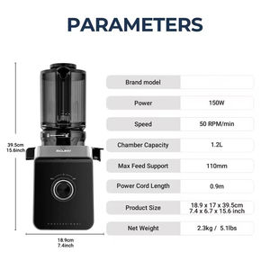 Extracteur de jus lent à large <span class=keywords><strong>goulotte</strong></span> 680W, presse à froid puissante pour fruits entiers, usage domestique et commercial, fourni par l'usine - Product Image 2