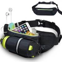 Ceinture de course réfléchissante imperméable grande capacité avec porte-bouteille en polyester pour la randonnée, le jogging, les voyages et les activités de plein air