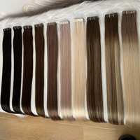 Extensions de cheveux à bandes adhésives fines et sans couture en PU, 100 % cheveux humains vierges, lisses et soyeux, double épaisseur, vente en gros