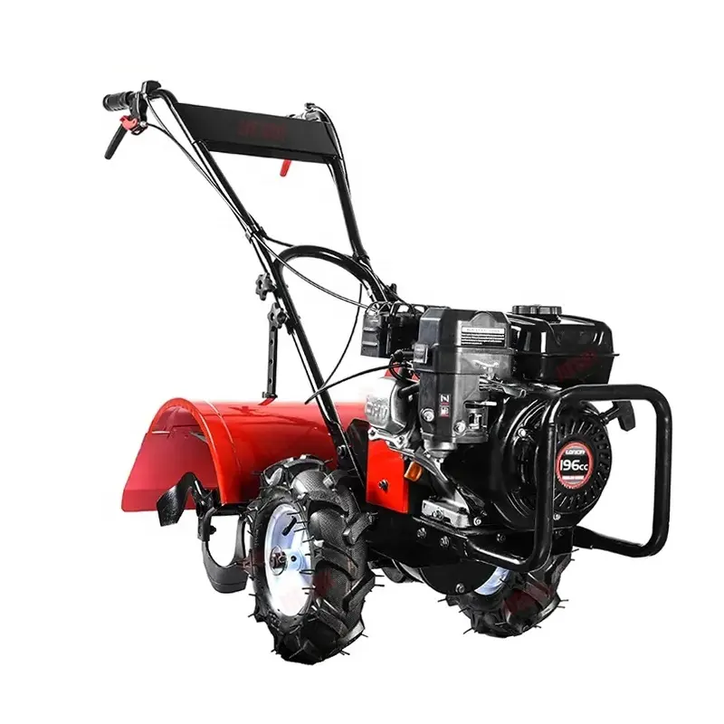 Profesional 4 tiempos 196CC Farm Tiller Machine 6 HP 20 pulgadas Autopropulsado Gear Driven Back Rotary Power Tiller