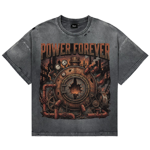T-shirts pour hommes respirants en coton surdimensionnés, style punk vintage, imprimé graphique, délavé à l'acide, effet vieilli, vêtements de haute qualité pour la vente en gros - Product Image 1