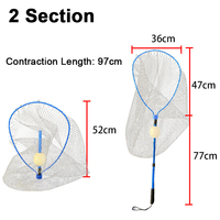Filet d'atterrissage de poisson pliant Portable pliable pêche à la mouche longue poignée épuisette Silicone filet de pêche flottant