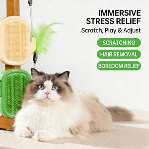 Griffoir mural classique écologique pour chat avec brosse anti-poils, bâtonnet de chatouillage à herbe à chat et masseur pour soulager les <span class=keywords><strong>d</strong></span>émangeaisons - Jouet pour chat - Product Image 3