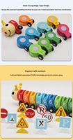 Jouets éducatifs en bois à succès : train chenille, jeu de classification numérique, panneaux de signalisation routière et de stationnement, puzzles