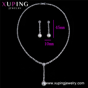 Set-278 xuping Luxury Jewelry Wedding Gift <strong>Pearl</strong> Zircon <strong>Necklace</strong> and Drop Earring Jewelry Sets for Ladies - Product Image 3