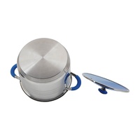 Pegangan silikon biru, peralatan masak Stainless Steel 12 buah