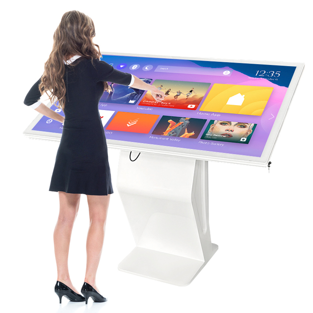 Customized 32 43 49 55 65 Inch LCD Touch Information Interactive Digital Display K Shape Interactive Touch Screen Kiosk