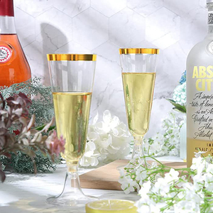 Set da 25 Flûte da Champagne Monouso in PS da 150ml con Bordo Oro/<span class=keywords><strong>Argento</strong></span>/Oro Rosa - Product Image 4