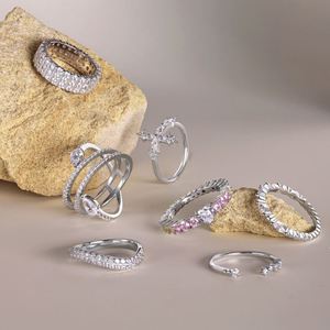 Anillo de Boda Delicado y Elegante de Varias Capas Dylam con Circonita Cúbica 5A y Plata S925 para Mujer, Joyería para Vestir, Anillos de Compromiso y Propuesta - Product Image 2