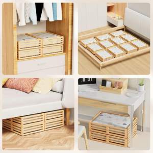 2 packs de conteneurs de rangement sous le lit en bambou grande capacité, organisateur sous le lit avec roulettes - Product Image 6