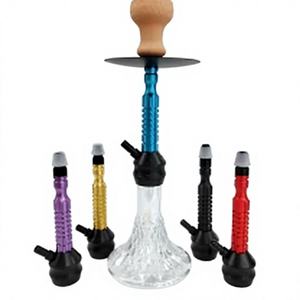 Cachimba Portátil de Vidrio, Juego de Pipas de Tabaco de Aluminio, Base Texturizada, Múltiples Opciones de Boquillas para Uso en Interiores - Product Image 1