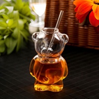Mignon Verre en Forme d'Ours pour Restaurant, Café, Lait, Thé, Jus, Eau – Style Instagram Créatif, Résistant aux Hautes Températures, Sans Poignée