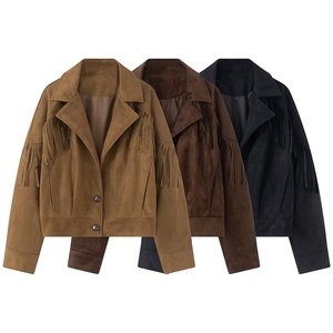 TAOP&ZA Nouvelle Collection Printemps/Été 2026 – Veste Courte <span class=keywords><strong>Femme</strong></span> Tendance et Polyvalente à Revers et Manches Longues avec Pompons 4968034 26090 - Product Image 1