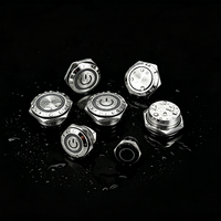 Interruptor de Botón Pulsador Metálico OEM de 19 mm, Ultracorto, con Micro Anillo LED, 3-6 V, Momentáneo, 1NO, Protección IP65, Carcasa Negra