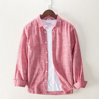 Kemeja Katun Slub Trendy dengan Satu Saku, Ringan Kasual Kancing Depan untuk Pria, Cocok untuk Kerja dan Kegunaan Sehari-hari