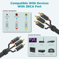 Cable Digital análogo de 3RCA, doble blindado para auriculares, sistema doméstico, iPods, reproductores de MP3, RCA a RCA, Cable de Audio estéreo