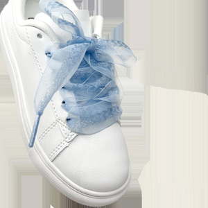 WEGOODZF Cordones de satén planos personalizados de alta calidad de 2.5 CM de ancho, de hilo de nieve, para zapatillas casuales de mujer, de lona y poliéster, semirrígidos - Product Image 5