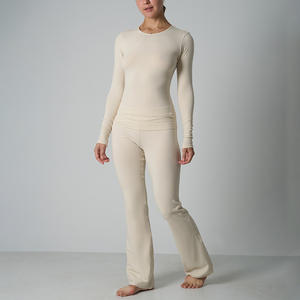 Conjunto de Pantalones de Manga Larga de Color Sólido para Mujer, Mezcla de Algodón y Elastano, para Yoga en Casa, Estilo Urbano, Tallas Internacionales - Product Image 6