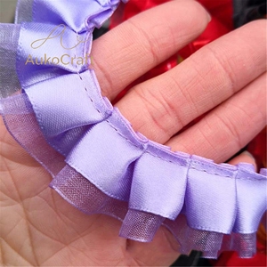 Pita Satin Organza 25mm untuk Aksesoris Pakaian DIY, Kerajinan, Pakaian Hewan Peliharaan, Gaun, Dekoratif, Kain Renda Berlipit Dua Lapis - Product Image 3