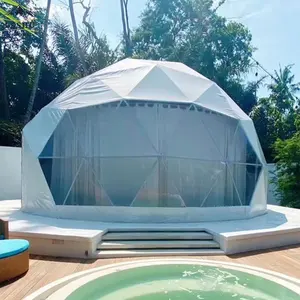 Gran oferta leshu 8M de diámetro invierno al aire libre iglú cúpula geodésica tienda de lujo Resort Hotel Glamping tienda con baño