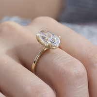 Bague de fiançailles en diamant de laboratoire cultivé de forme ovale, 9K, 3CT, D VVS1, bijoux de mode Messi Jewelry MSR-1811