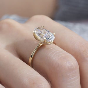 Anillo de Compromiso de Diamante Cultivado en Laboratorio, Joyería de Moda, Forma Ovalada, 9K, 3CT, D VVS1, Messi Jewelry MSR-1811 - Product Image 6