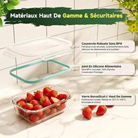 4-delige Borosilicaat glazen voedselcontainers met deksels, waterdicht & stapelbaar, geschikt voor vriezer, oven & magnetron