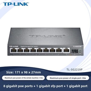 Commutateur réseau TP-LINK TL-SG2210P Full Gigabit à gestion cloud, 8 ports PoE avec surveillance, ports SFP/RJ45 et port réseau - Product Image 2