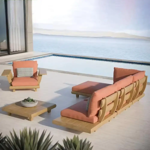 Canapé d'Extérieur Modulaire et Sectionnel Origin de Luxe, Moderne et Imperméable en Bois de Teck pour Salon, Balcon, Jardin, Terrasse et Hôtel - Product Image 5