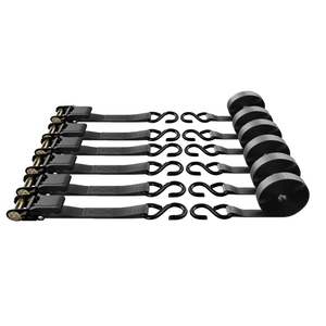Sangles d'arrimage à cliquet en polyester avec poignée en caoutchouc de 1 pouce, 4 pièces, 15 pieds, avec crochets, 225 daN, certifiées ISO/CE, de l'usine CAR NOSUKE - Product Image 1