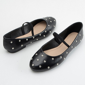 Chaussures de <span class=keywords><strong>danse</strong></span> ballet confortables pour femmes, ballerines simples à bout rond, ballerines Mary Jane nues avec strass - Product Image 5